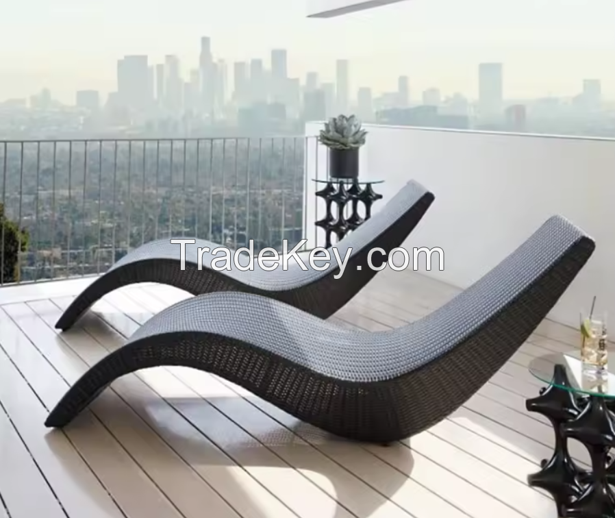 Outdoor lounge chair hotel garden Beach rattan / wicker Day bed Swimming Pool Sun Bed furniture