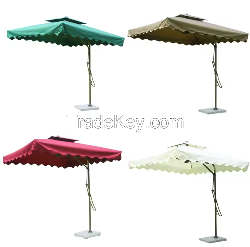 2.2m, 2.5m Waterproof High Quality Square Outdoor Garden Side Umbrella, China Furniture Steel Wrench Patio Umbrellas For Park