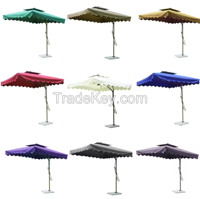 2.2m, 2.5m Waterproof High Quality Square Outdoor Garden Side Umbrella, China Furniture Steel Wrench Patio Umbrellas For Park