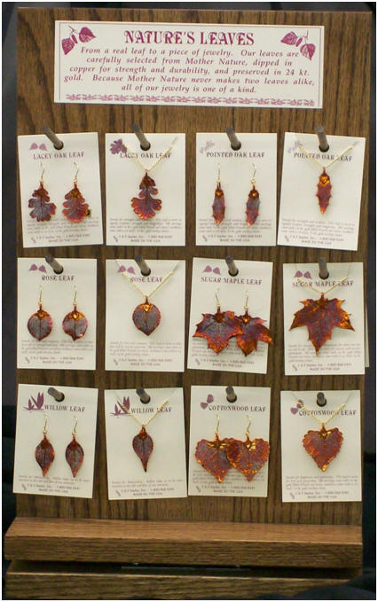 Natures leaves real leaf Patina Jewelry for retail stores