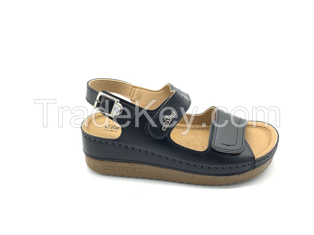 3014.01 imitation leather comfort black women sandals.