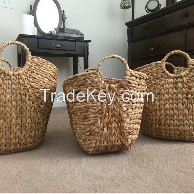 High Quality Selling Water Hyacinth Round Natural Baskets 