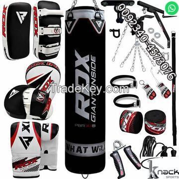 RDX Unfilled Punching Bag Set Boxing Pads Punch MMA Training Mitts Gym Kicking A