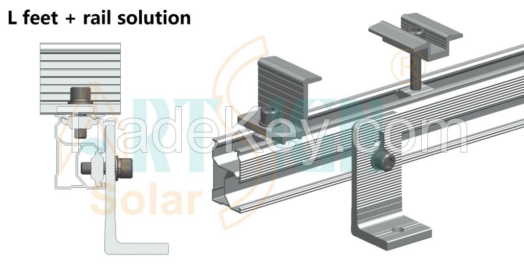 Solar rail mounting structure with 20 years warranty