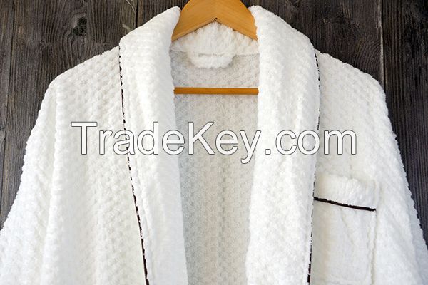 China Supplier 100% Cotton Jacquard Weave Terry Bathrobe