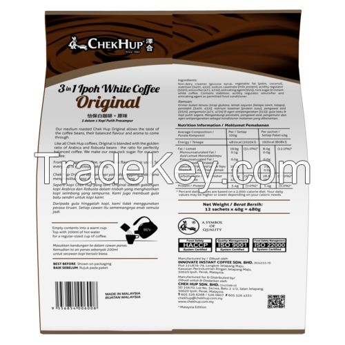 Chek Hup 3in1 Ipoh White Coffee Original (40g x 12s)