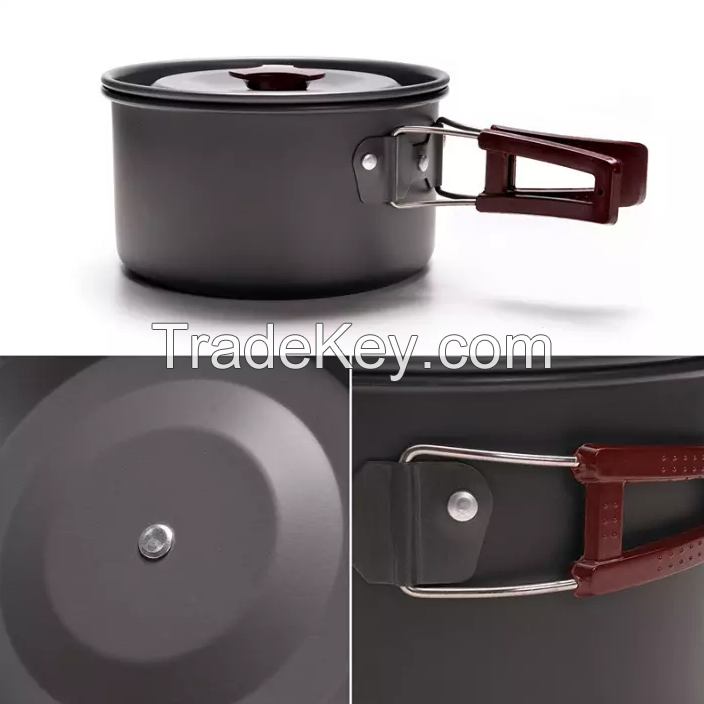 Hot Sale Cheap 4-6 Person Portable Alloy Outdoor Camping Cooking Set Cookware 