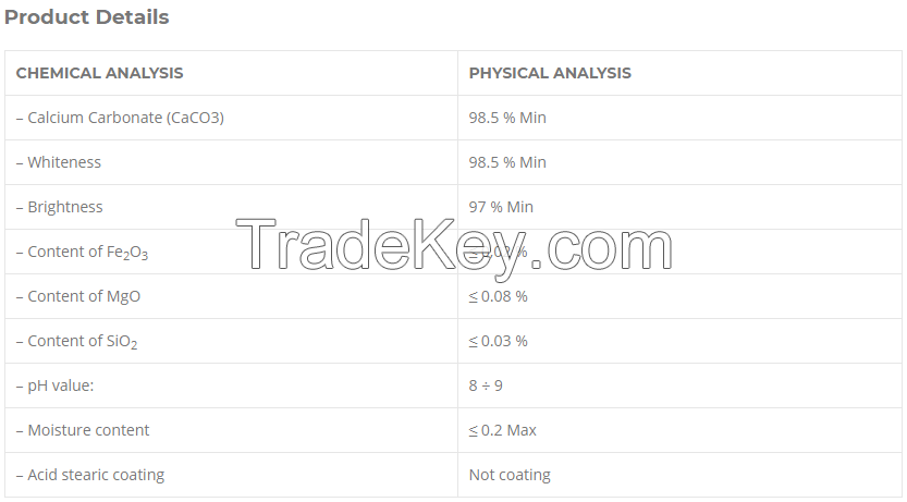 GCC Calcium Carbonate Powder Uncoated