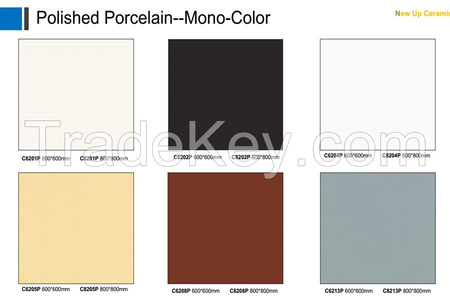 Mono color polished porcelain floor tiles 
