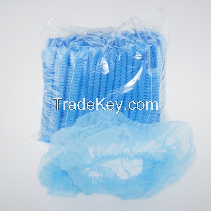 Disposable Non-Woven Surgical Bouffant Cap Clip Cap Elastic Disposable Elastic Disposable Hair Cap 