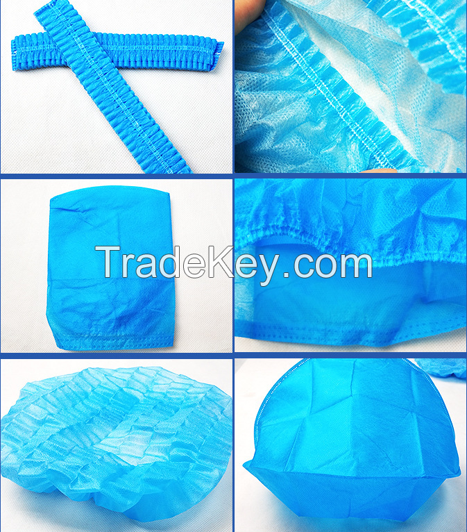 Disposable Non-Woven Surgical Bouffant Cap Clip Cap Elastic Disposable Elastic Disposable Hair Cap 