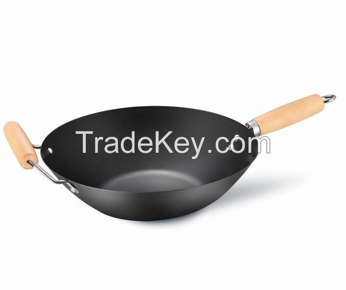 13.77 Inch/35cm Chinese Style Non Stick Carbon Steel Wok