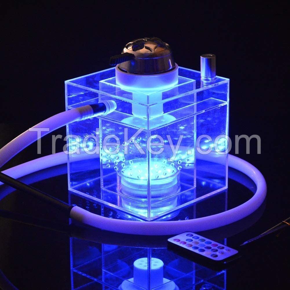 Cheap Wholesale Plastic Box Shape Shisha Acrylic Hookahs With Led Light