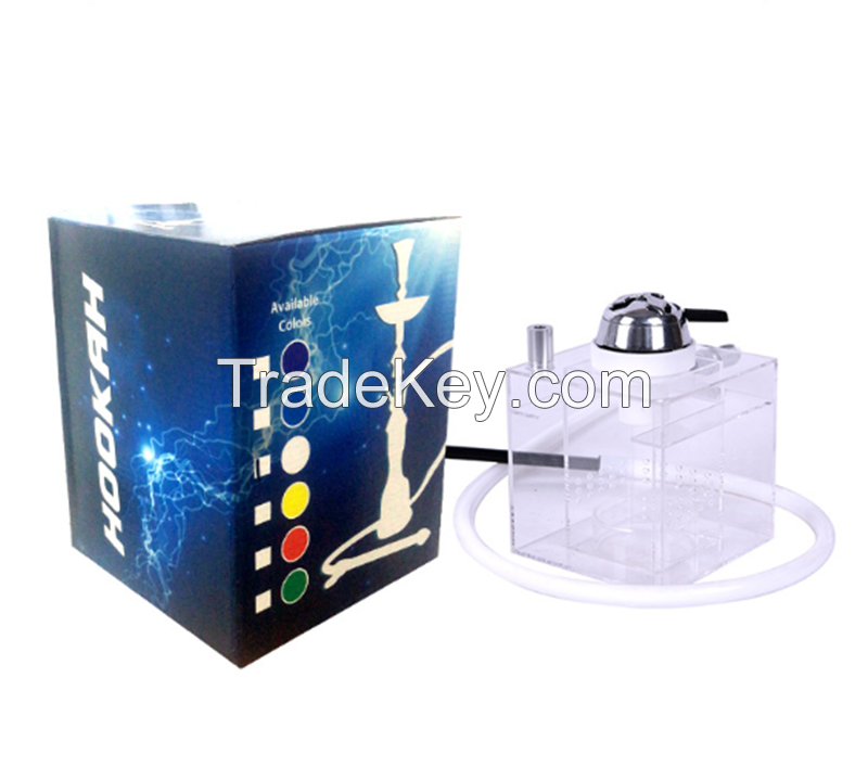 Cheap Wholesale Plastic Box Shape Shisha Acrylic Hookahs With Led Light