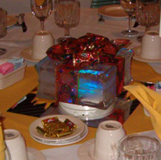 Battery Powered Lighted Glass Block Centerpiece