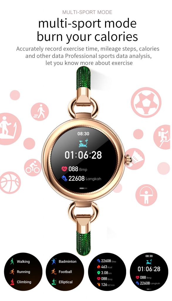Women Smart Watch HD LCD Sport Smart Watch For Lady