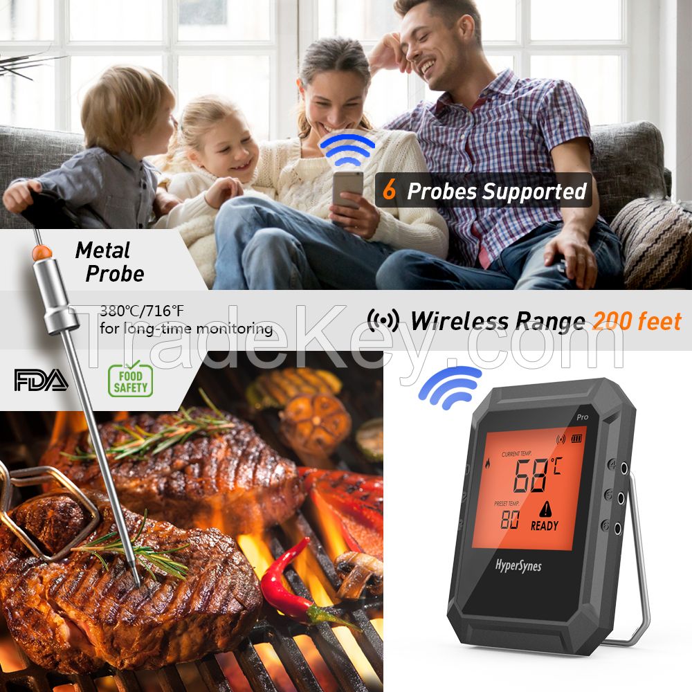 Grill thermometer OEM ODM product Professional Wireless Remote Cooking thermometer with Timer,Free APP control for Oven,Grill,Cooking,Candy,KitchenBBQKit