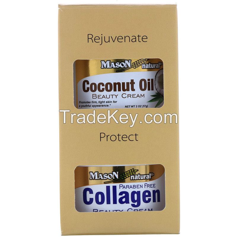 Coconut Oil Beauty Cream + Collagen Beauty Cream, 2 Jars, 2 oz (57 g)