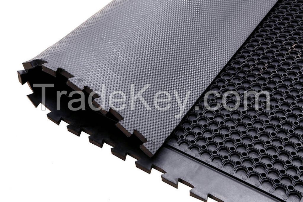 Vulcanized rubber Dairy Cow Mats flooring Interlocking