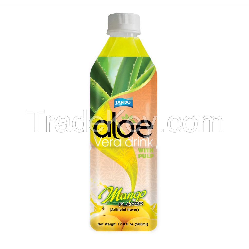 Aloe Vera Drink with Pulp with mango flavor in PET bottle 500ml