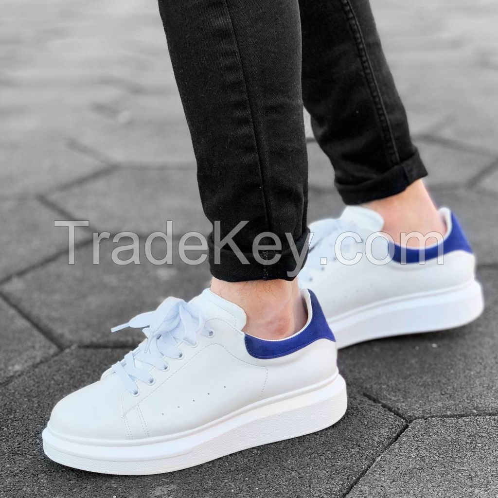 High Sole Sneakers White and Blue