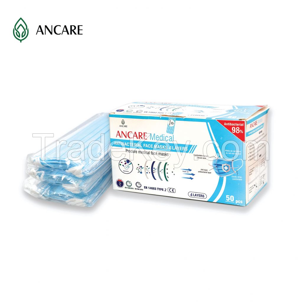 4 PLYS DISPOSABLE FACE MASK - LEVEL 2 ASTM - TYPE II (EN 14683) - 98%