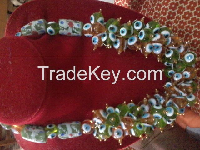 Beaded necklace, bracelet, anklets