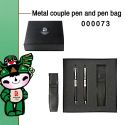 metal couple pen and pen bag