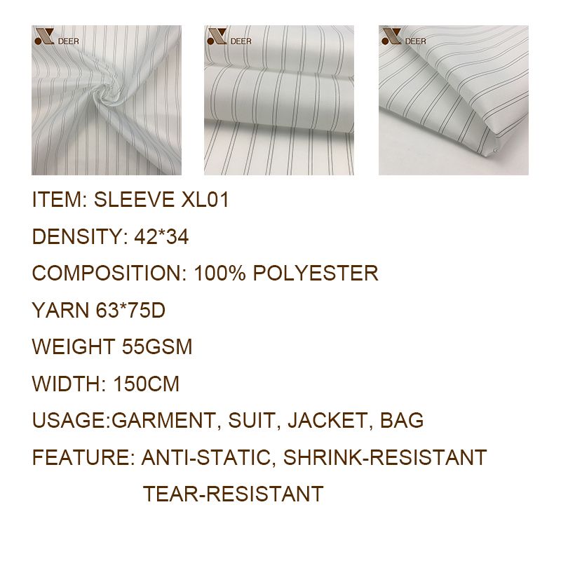 Cheap 100% Poly Woven Base Black Stripe Sleeve Lining