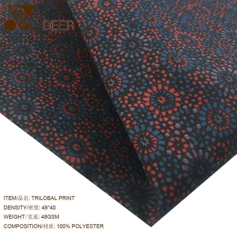 100% Polyester 230T Trilobal Digital Print Lining For Coat