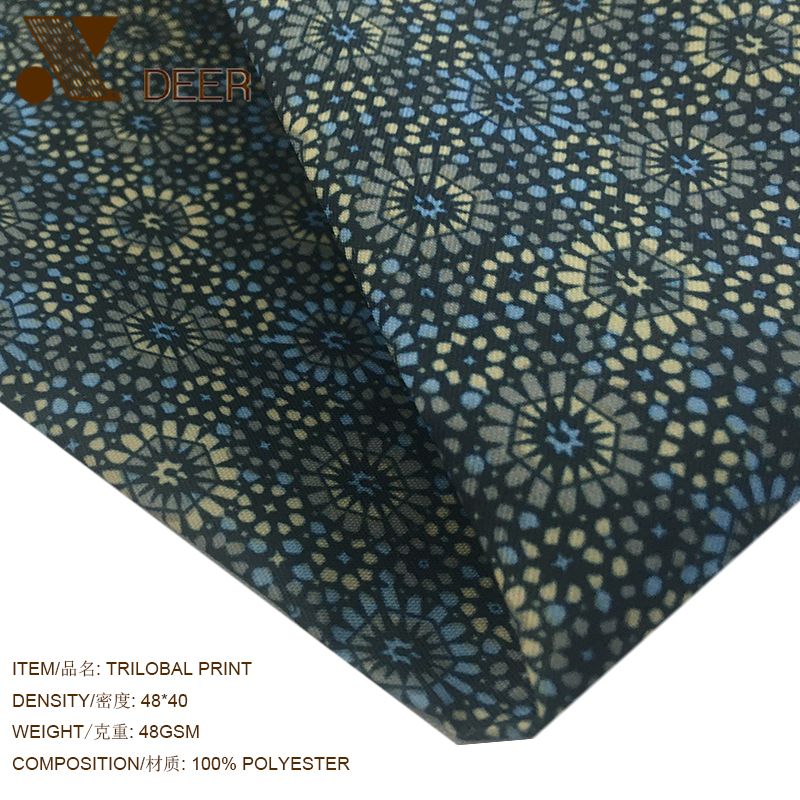 100% Polyester 230T Trilobal Digital Print Lining For Coat