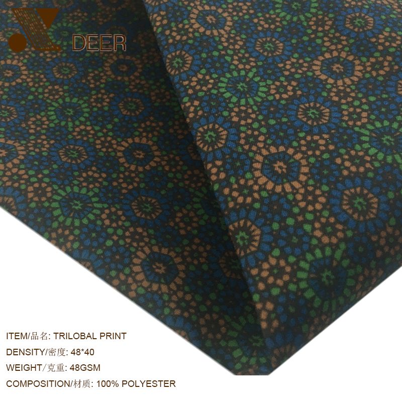 100% Polyester 230T Trilobal Digital Print Lining For Coat