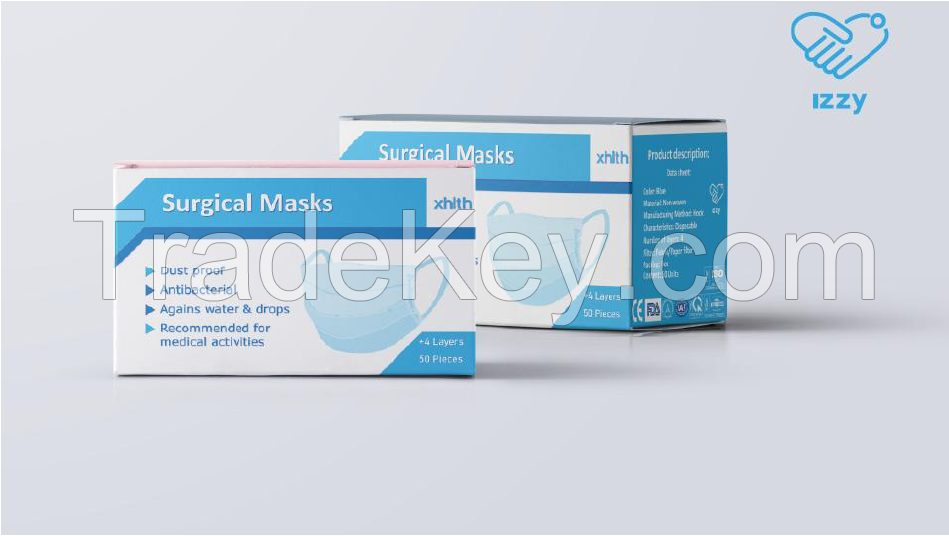 SURGICAL MASK 4 LAYER WITH ANTIBACTERIAL FABRIC/PAPER FILTER PAPER NON CERTIFICATED