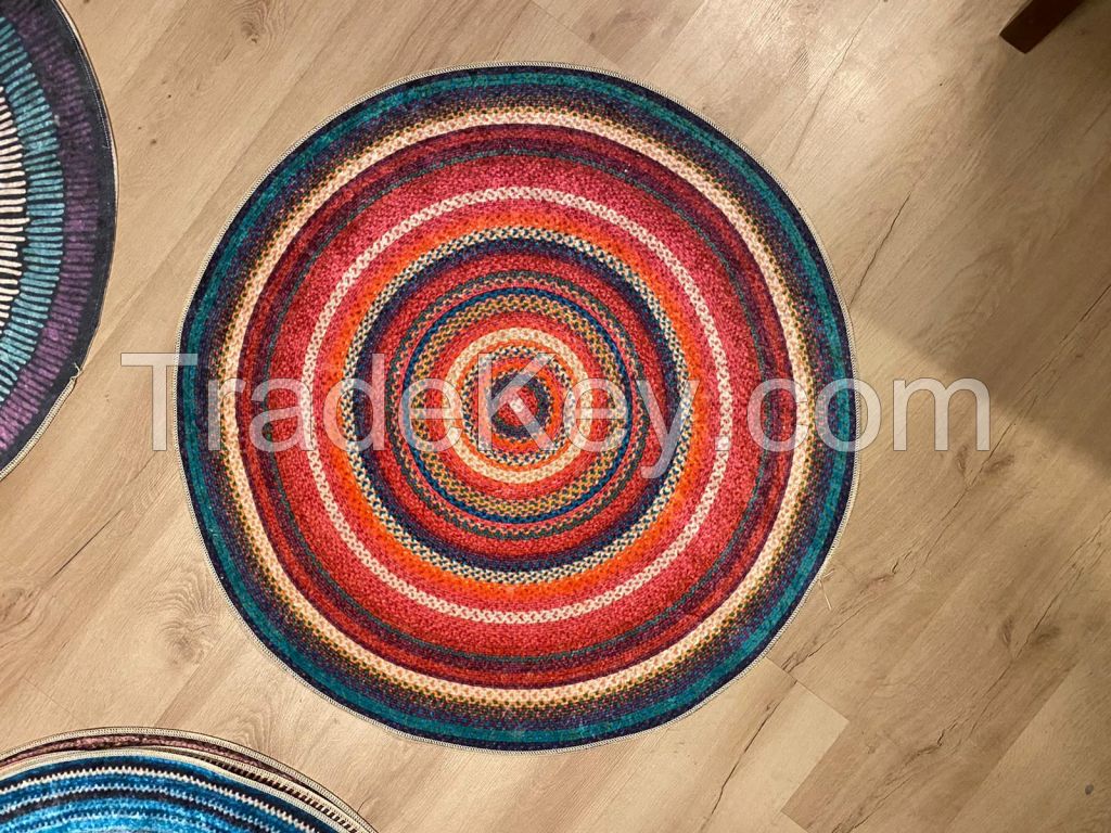 Baykilim 100x100cm Jut Digital Print Decorative Non-Slip Floor Rug