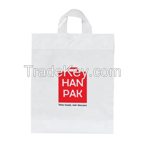 Custom printed plastic bag soft loop handle eco-friendly reusable shopping bag from Hanpak JSC