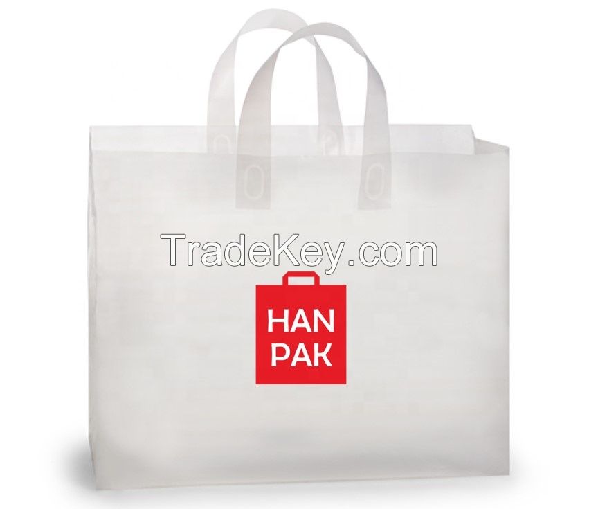 Custom printed plastic bag soft loop handle eco-friendly reusable shopping bag from Hanpak JSC