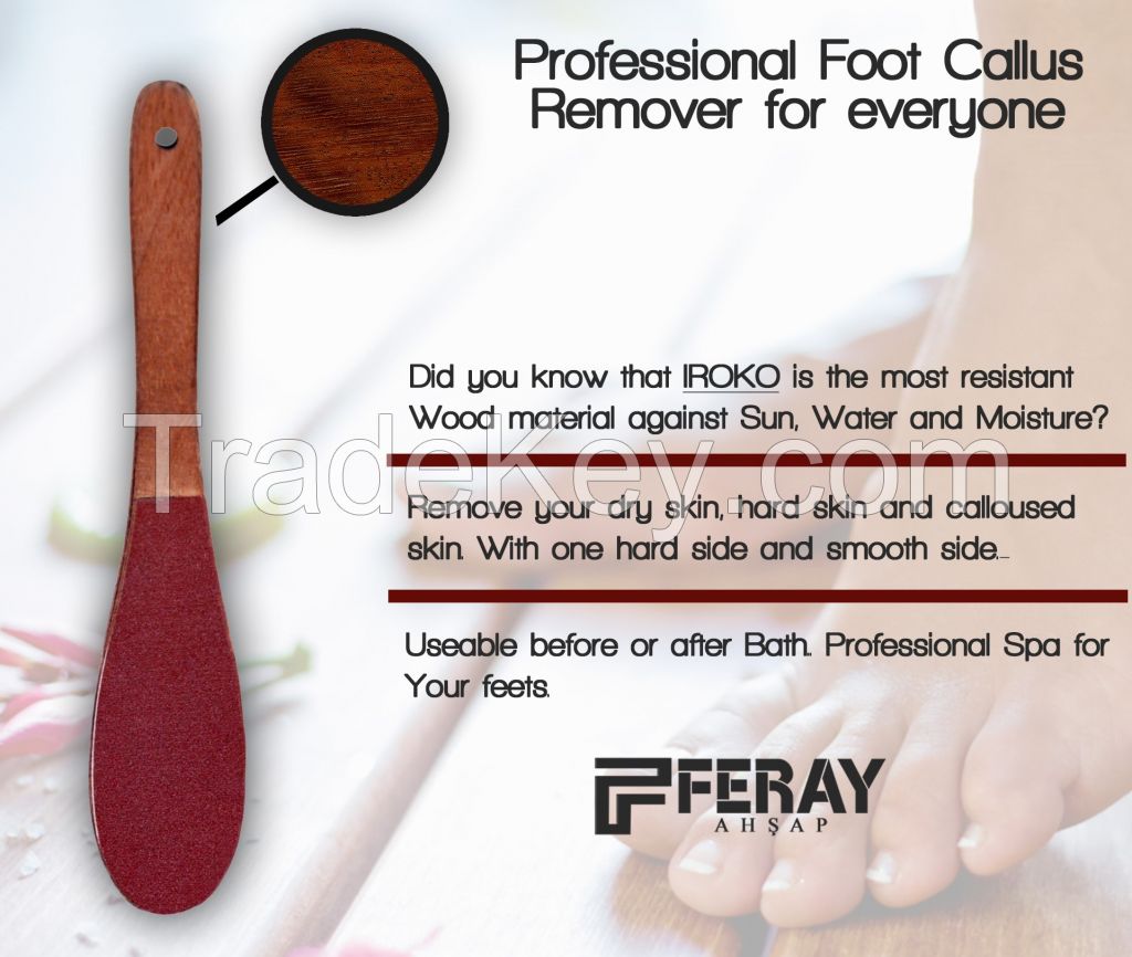 High Quality And Natural Wooden Foot File, Made From Iroko Wood