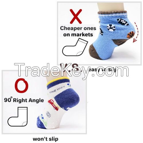 [DeParee] Kids Right Angle No Show Socks (Anti-Slip)