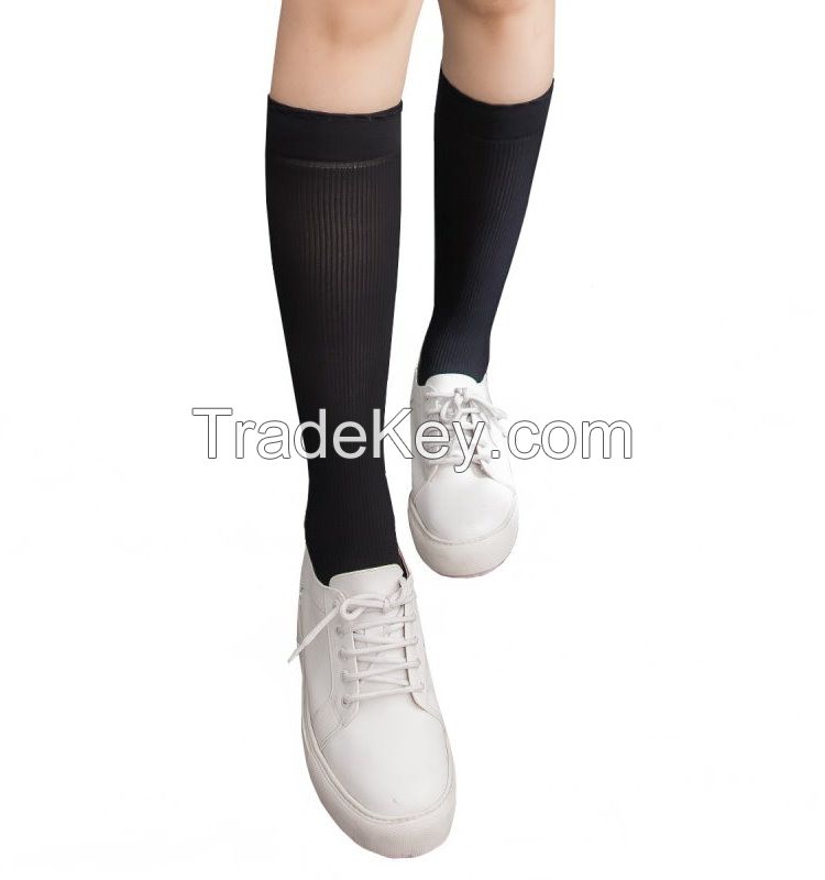 [DeParee] 80D Microfiber Knee High Stocking with Striped Pattern