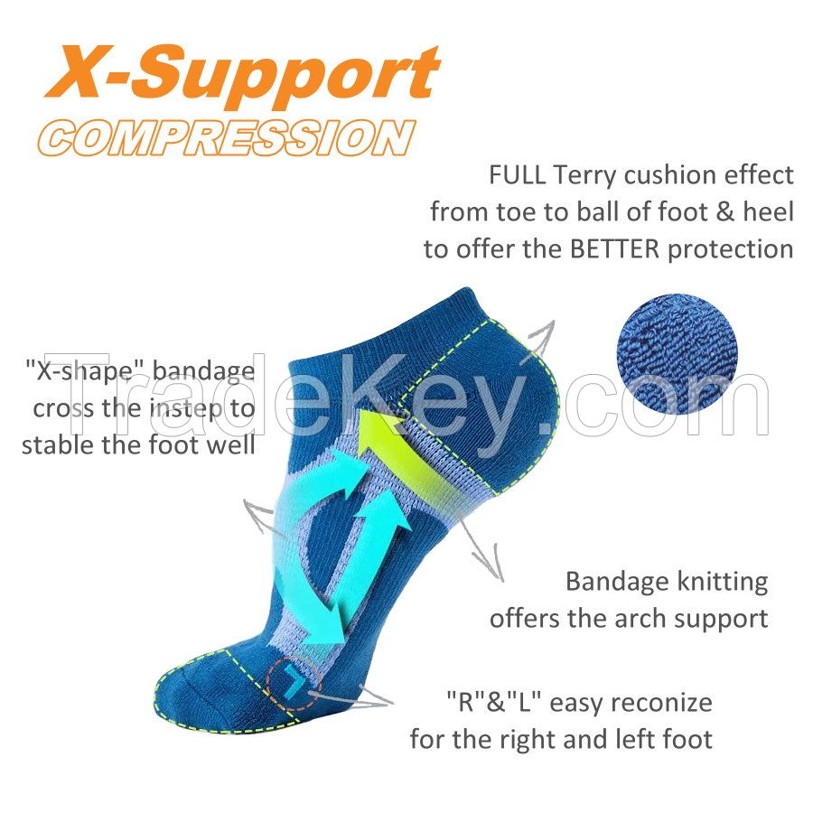 [DeParee] X Shape Arch Support Sporty No Show Socks-L