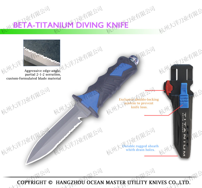 Titanium Double-edge point diving knife