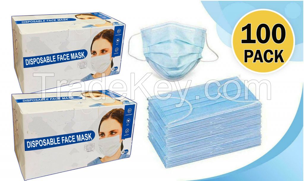 100 Protective Face Masks Ships from USA SAME DAY SHIPPING 100 Face Mask