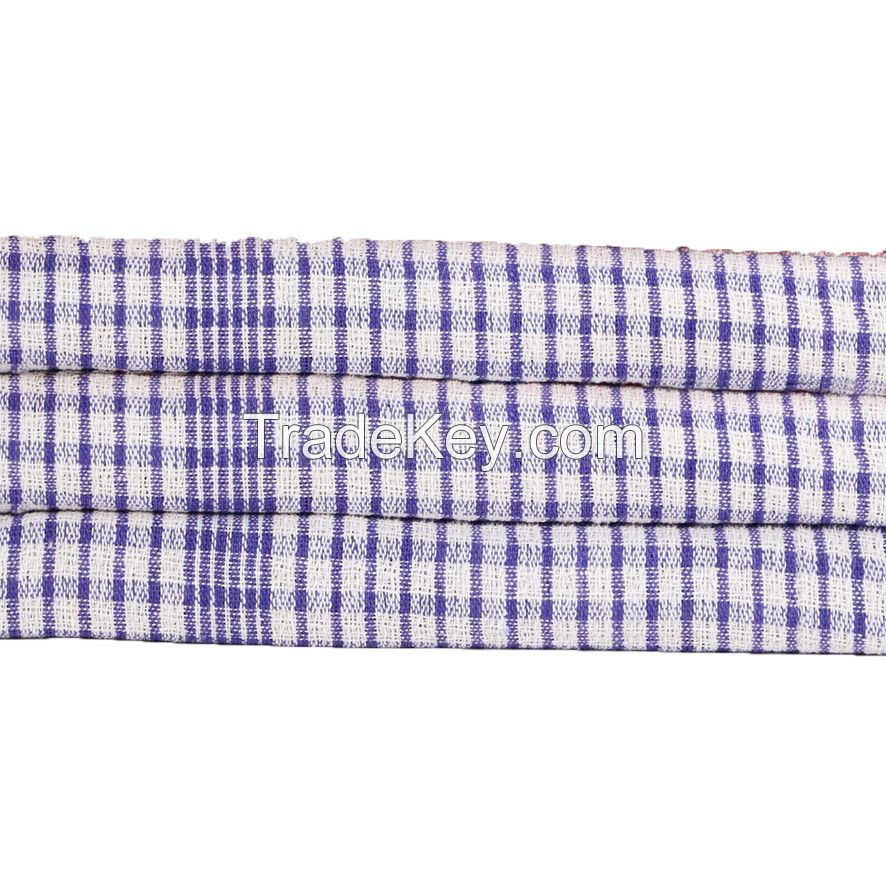 Hotel Kitchen Tea Towel Cotton Linen Plain Dish Towel Restaurant Napkin Duster Cloth Blue with White Dice