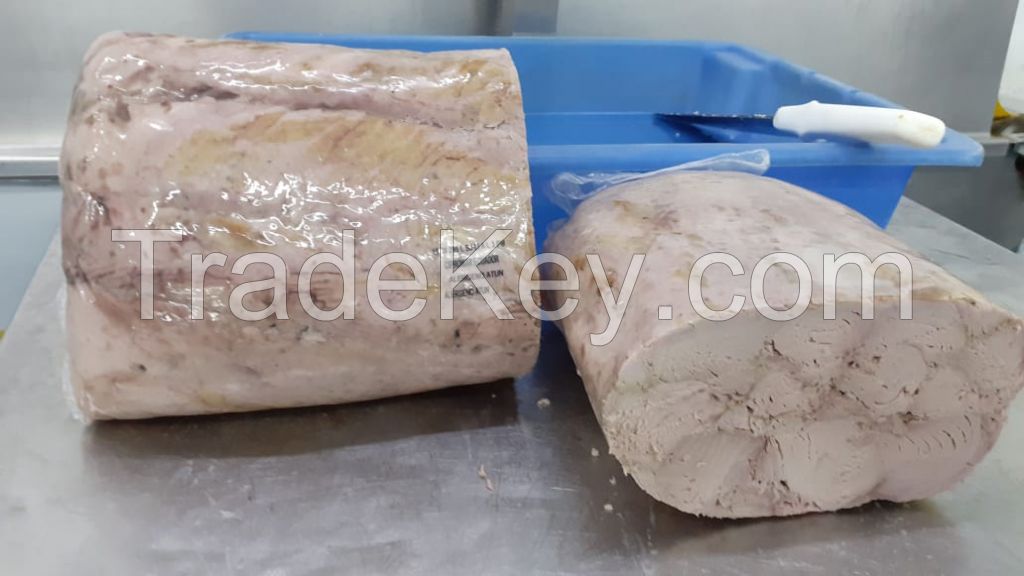 Precooked tuna loins for canned seafood