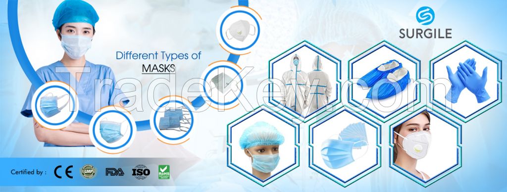 Surgical face mask, n95 mask ffp3 & ffp2, ppe kits, disposable ppe coveralls,