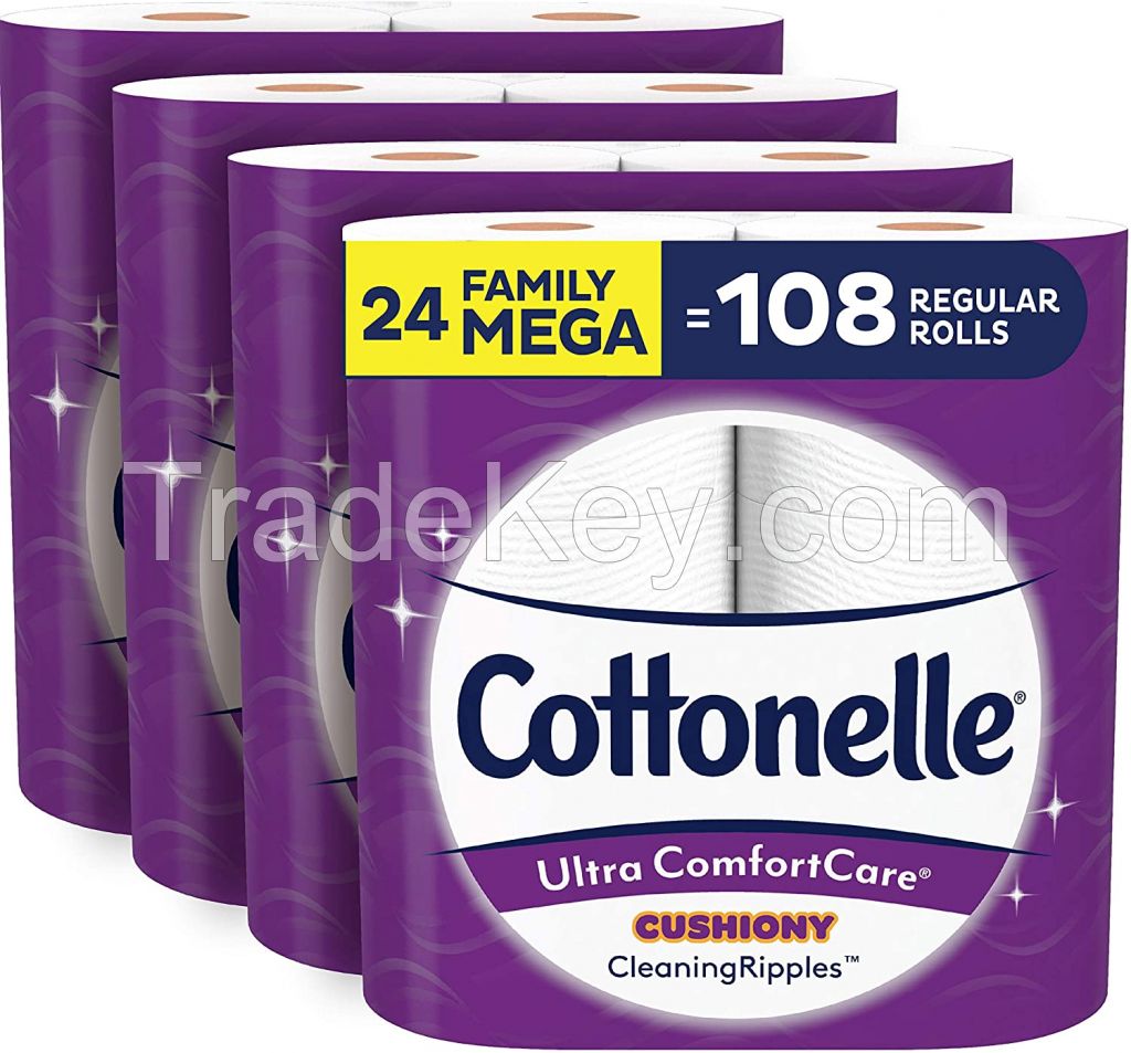 Original Cottonelle Ultra ComfortCare Soft Toilet Paper with Cushiony Cleaning Ripples, 24 Family Mega Rolls,