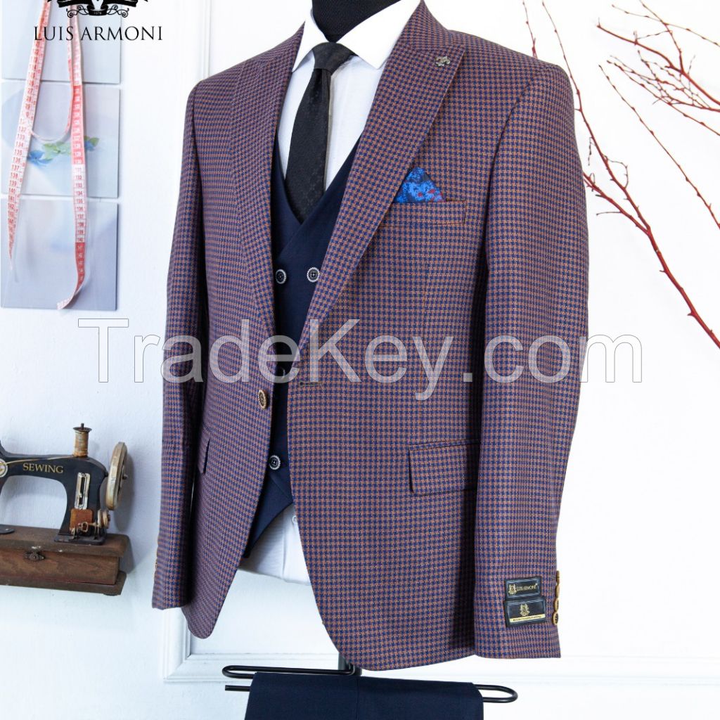 Latest Design burgundy color Suit Men Suits Men's Suits 3 Pieces turkish design