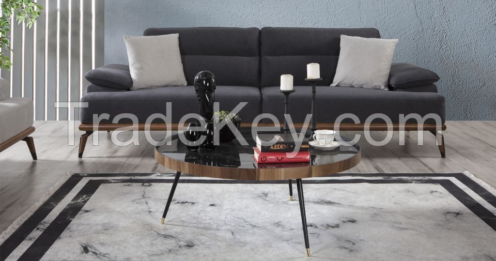 living room sofa set living room furniture with four set 2x triple sofa 2x single arm chair gray color