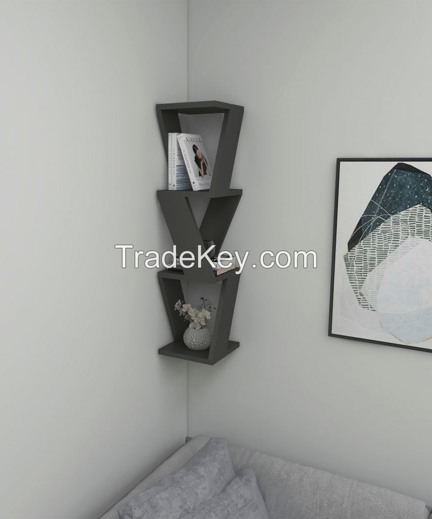 Most Product Fassley Decorative Corner Anthracite Shelf 3 Layers Shelf Desired Color From Turkey