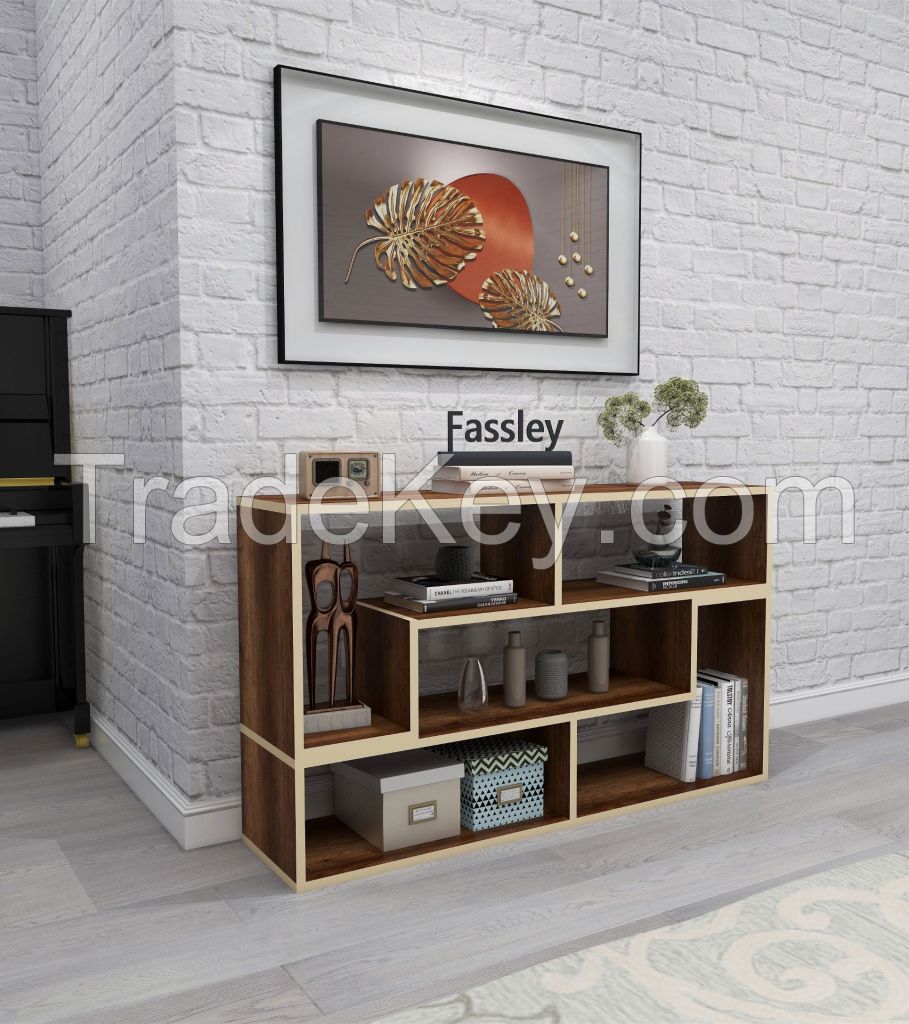 Modern Multifunction TV Stand Fassley TV Unit Bookshelf 8 Different Shapes Unit Coffee Table Luxury Wooden TV Console